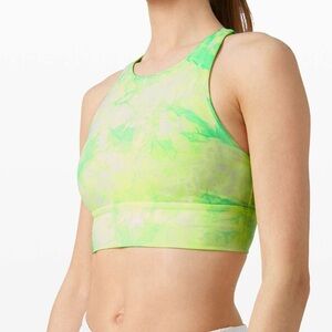 Lululemon Energy Bra High Neck Long Line Dual Shibori White Highlight Yellow